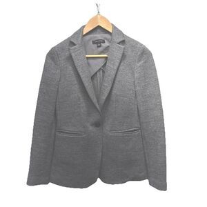 Ann Taylor The Hutton  Blazer 0 Gray Wool Blend Washable One Button Tailored